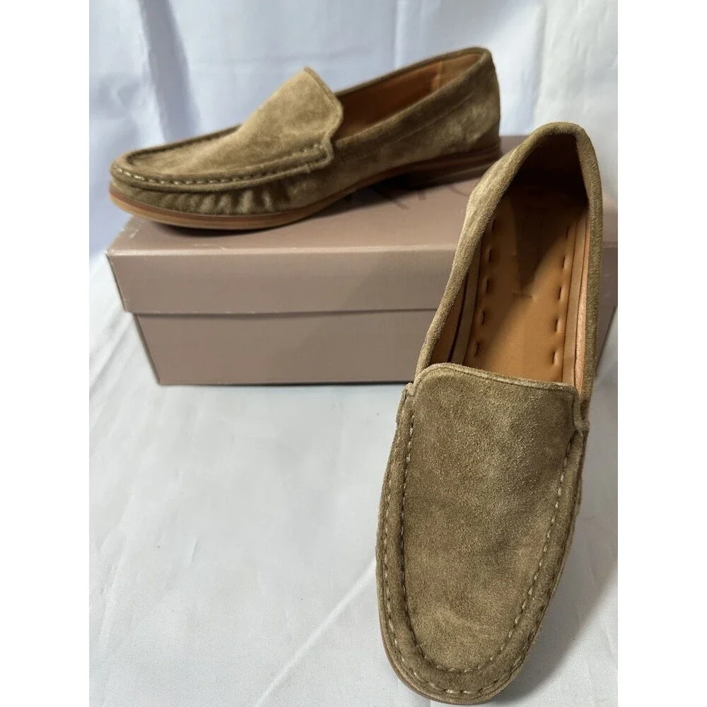 SARTO Franco Sarto Women's A. Gina Moc Toe Classic Loafer Tan Suede Sz 6M